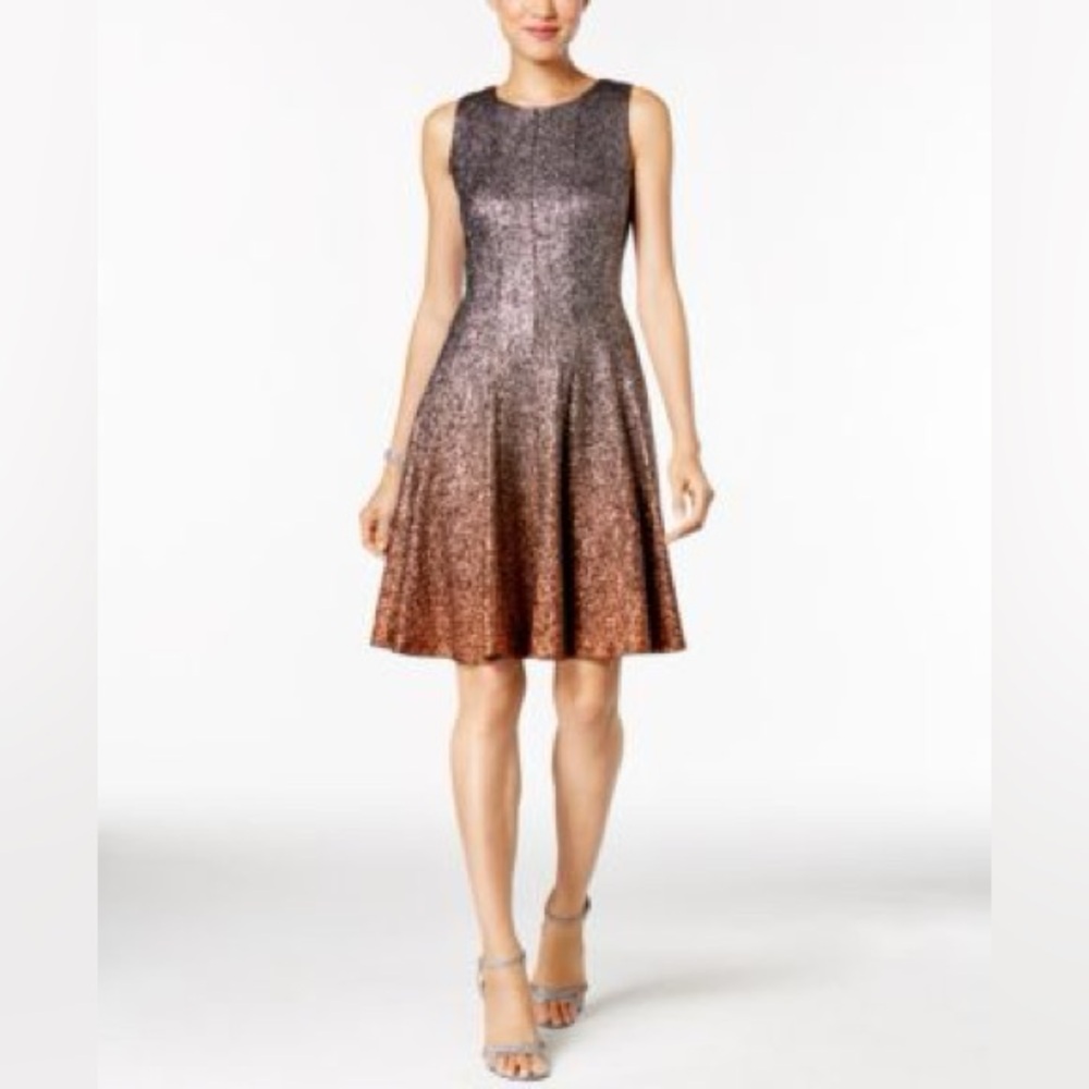 Glitter Ombré Metallic Fit & Flare Dress Size 12 EUC